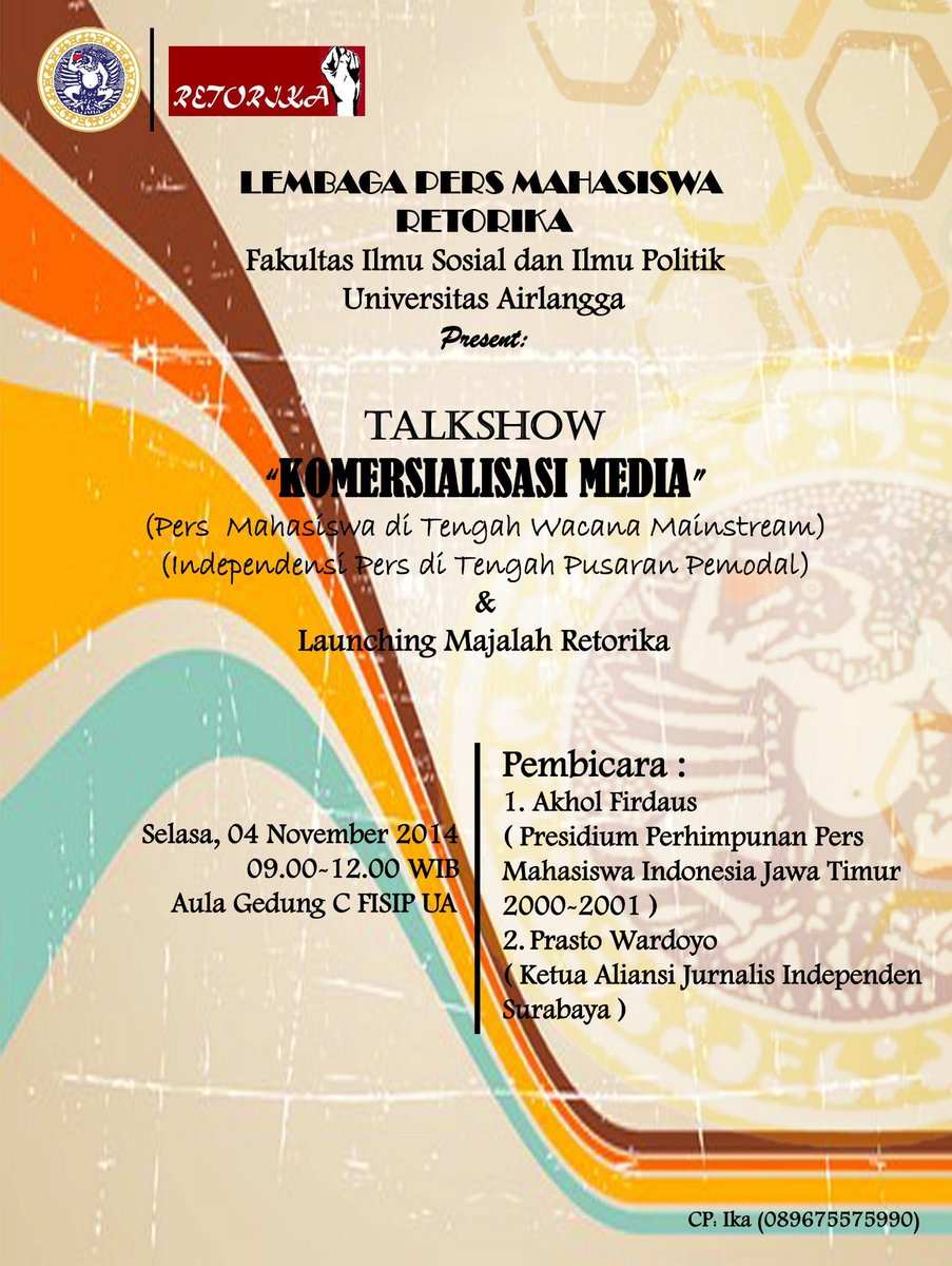 retorikafisipua's tweet photo. Monggo hadir di launching majalah Retorika FISIP UA @socioheroes @sospel_2010 @sosunair2k14 @sosngap12 http://t.co/JSqHCH2vMV