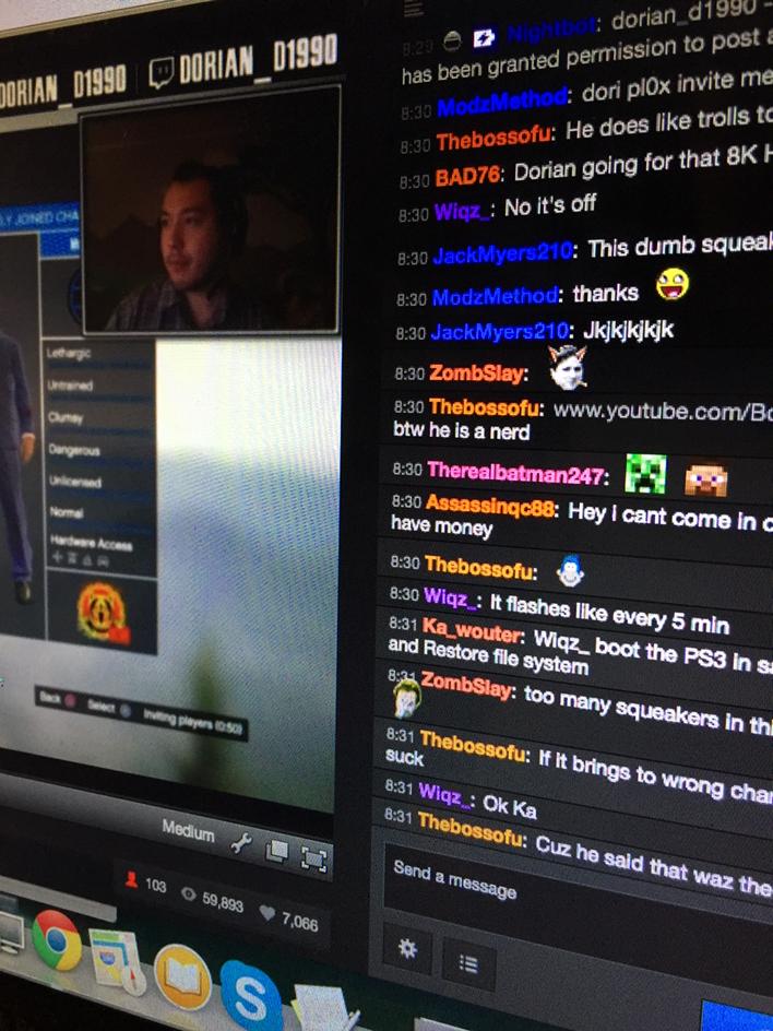 FeckenBetch's tweet photo. Oshi @Dorian_D1990 at 103 viewers &amp; 7k followers!! #GetPartnered [@Twitch] 

#StreamerLoVE #GTAV #PS3 http://t.co/z8Z5xAF30W