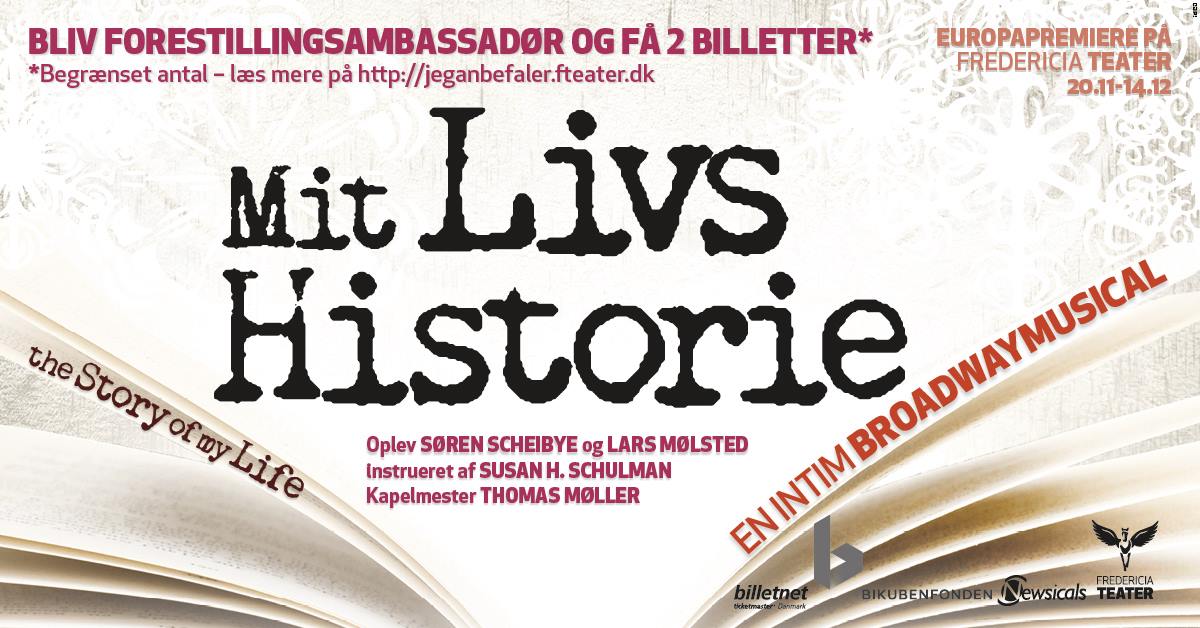 FTeater's tweet image. Skal du have 2 gratis billetter til Fredericia Teaters næste musical? - MIT LIVS HISTORIE? jeganbefaler.fteater.dk