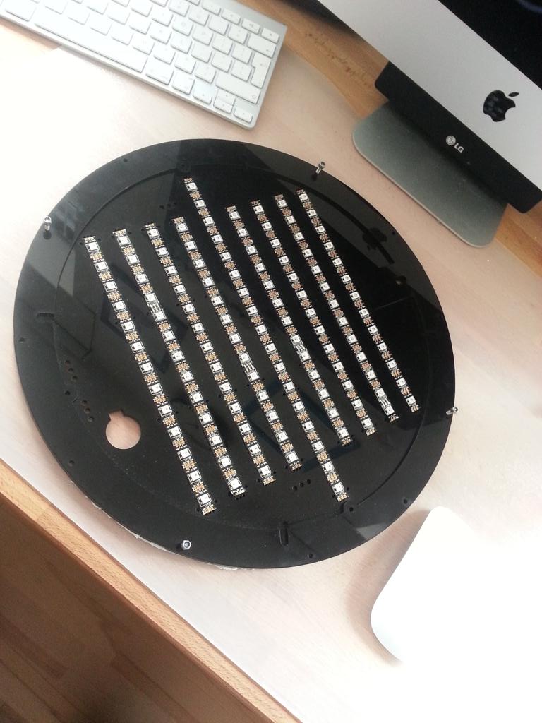 ryanvent3D's tweet photo. First steps in producing the #SecondClock prototype. LED's mounted, wiring to come! http://t.co/AMqflRruYv