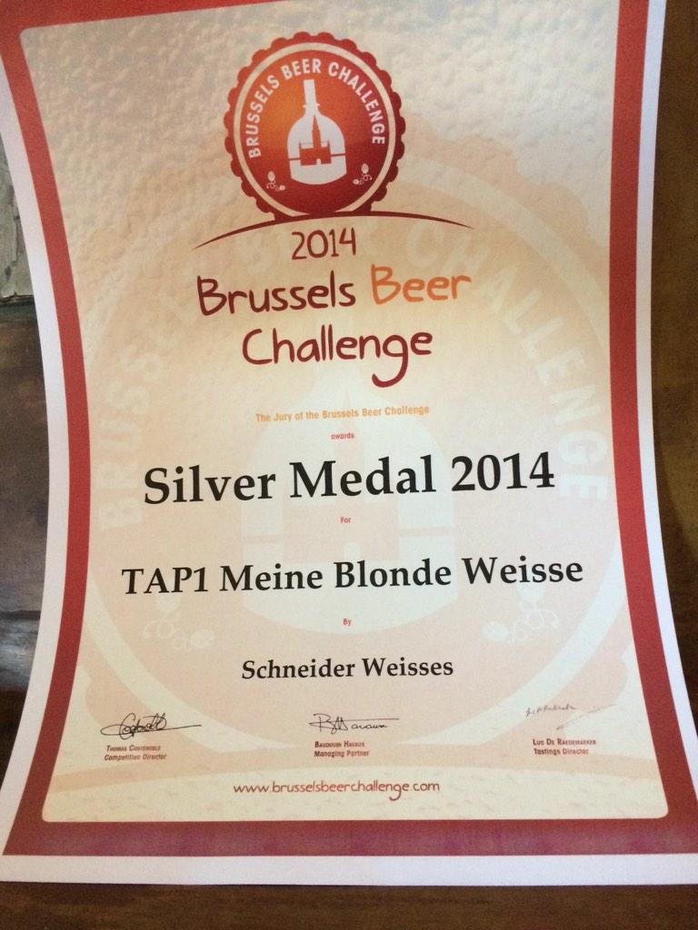 mtegenbosch's tweet photo. #silver #schneider #tap1 at Brussels Beer Challenge http://t.co/LL5lOyvDzq