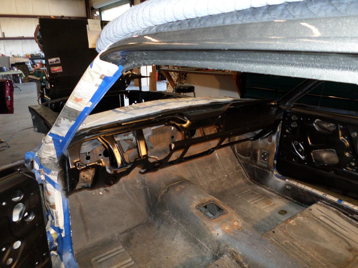 RESTOMODPLUS's tweet photo. #Restomodplus #68coupe project is all painted inside doors, engine compartment and dash. Floors and trunk next. http://t.co/kf3ikvZ34S