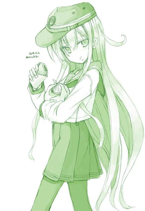 響「司令官もピロシキ食べるかい?」  #艦これ版深夜の真剣お絵描き60分一本勝負 
