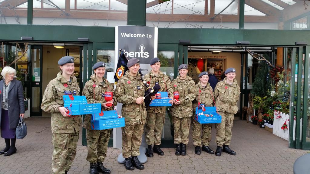 Poppy appeal <a href="/BentsGardenHome/">Bents Garden & Home</a> for <a href="/PoppyLegion/">Royal British Legion</a> with bagpiper from #Team70 band #whatwedo
