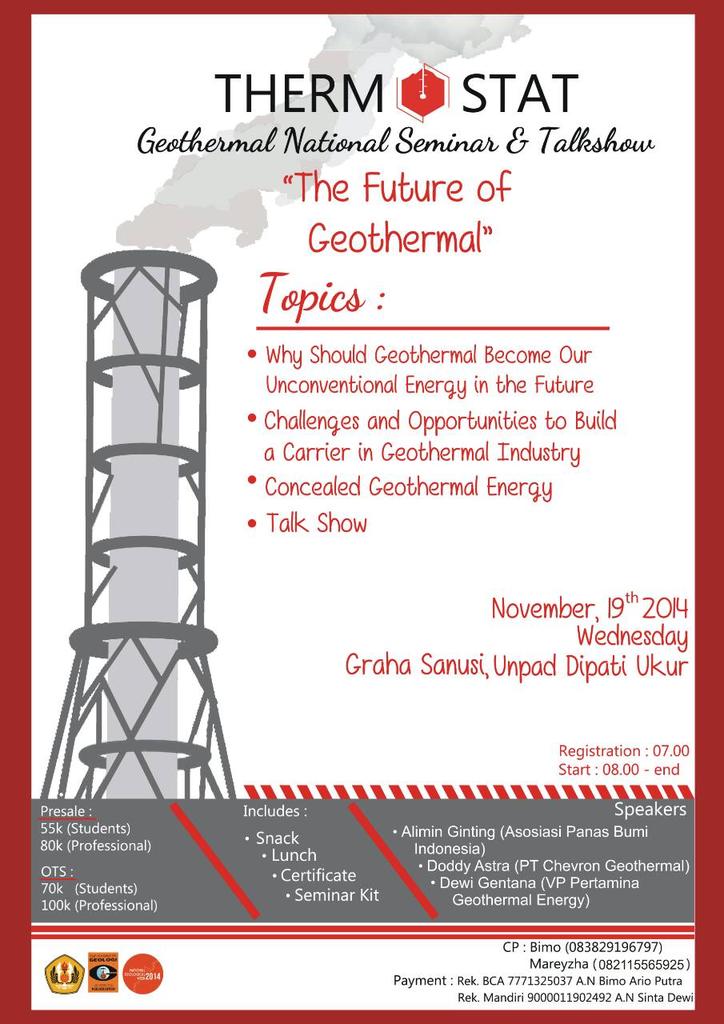 Thermostat_FTG's tweet photo. Go find geothermal information in #Thermostat2014 this November 19th!! @GeoUnpad @infojatinangor @infobdg @bem_unpad http://t.co/3uoQEbyYiD