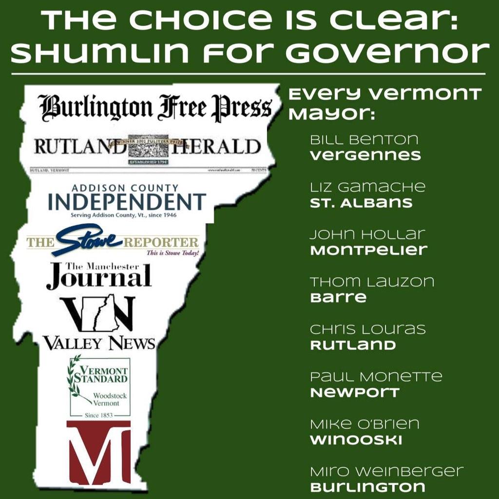 petershumlin's tweet photo. There's a clear choice in this election: Shumlin for two more years #vt #vtpoli #endorsements http://t.co/B6W3ULWojS
