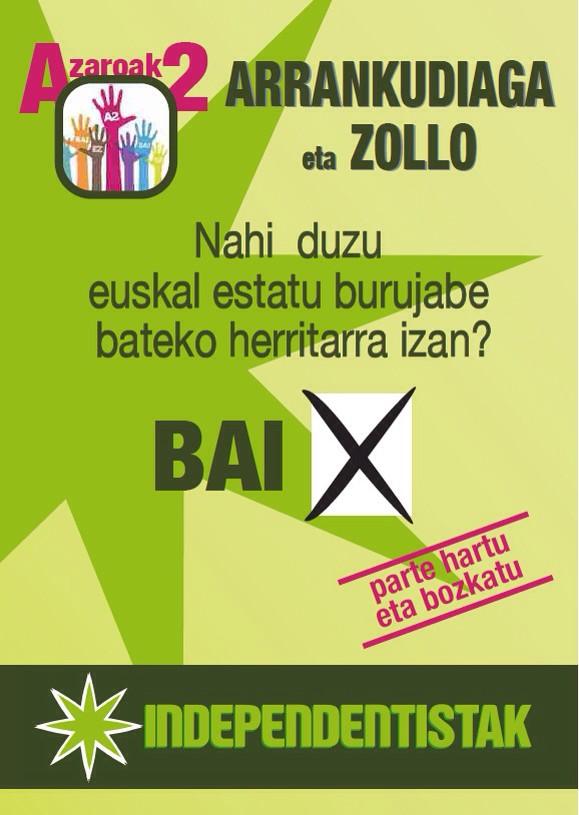 indesarea's tweet photo. Arrankudiaga eta Zolloko herritarren %89,64k BAI esan dio #independentzia -ri. ZORIONAK @AdosPlataforma http://t.co/YaNB8ncyyl
