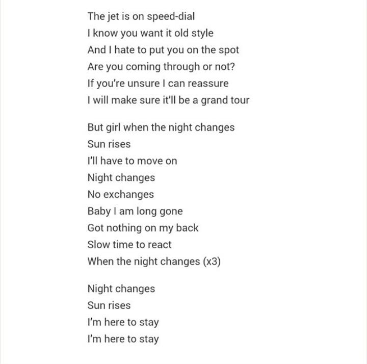 One Direction Night Changes Lyrics Deutsch