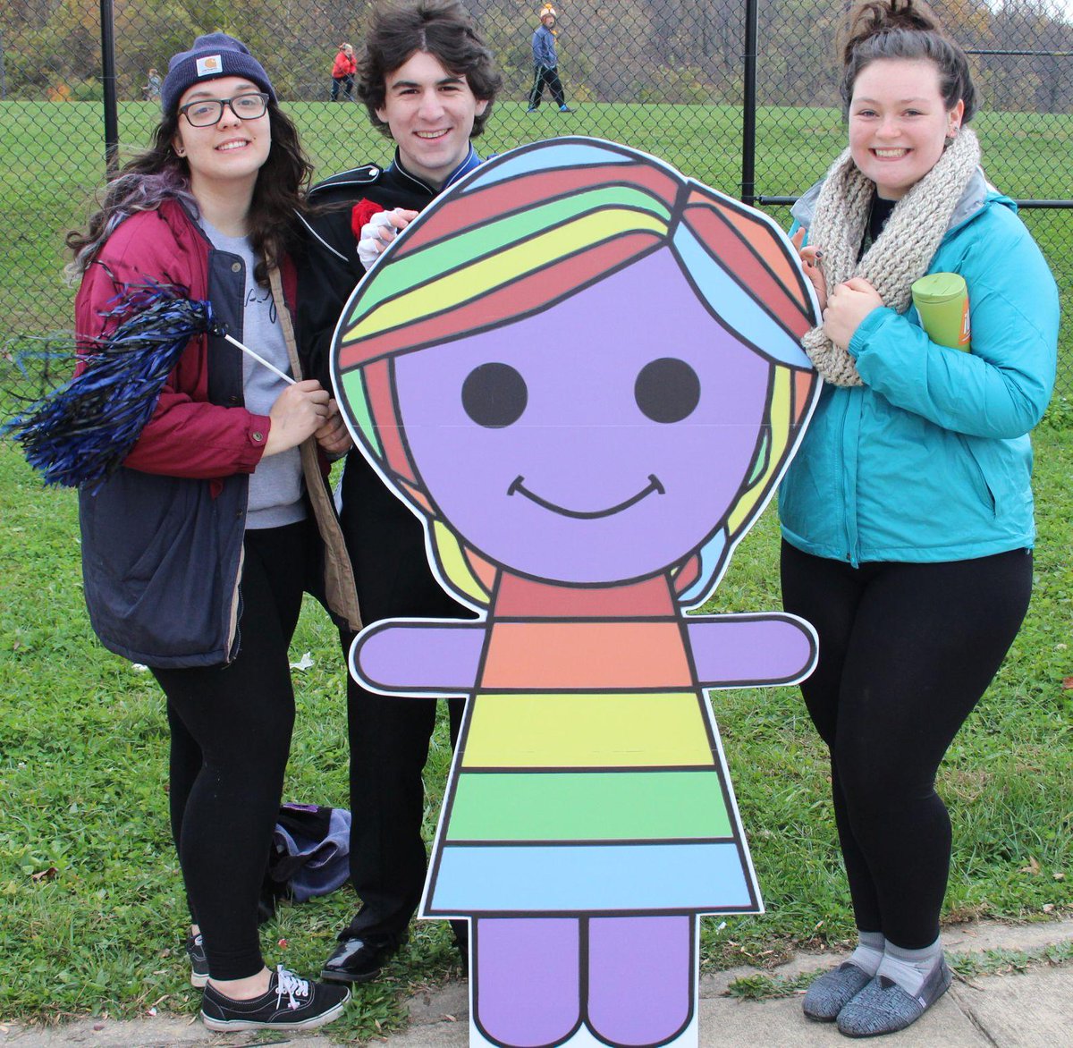 AllietheAlly's tweet photo. @AllietheAlly with students at the Blake Homecoming Game @GLSEN http://t.co/f6nUhrNhYP