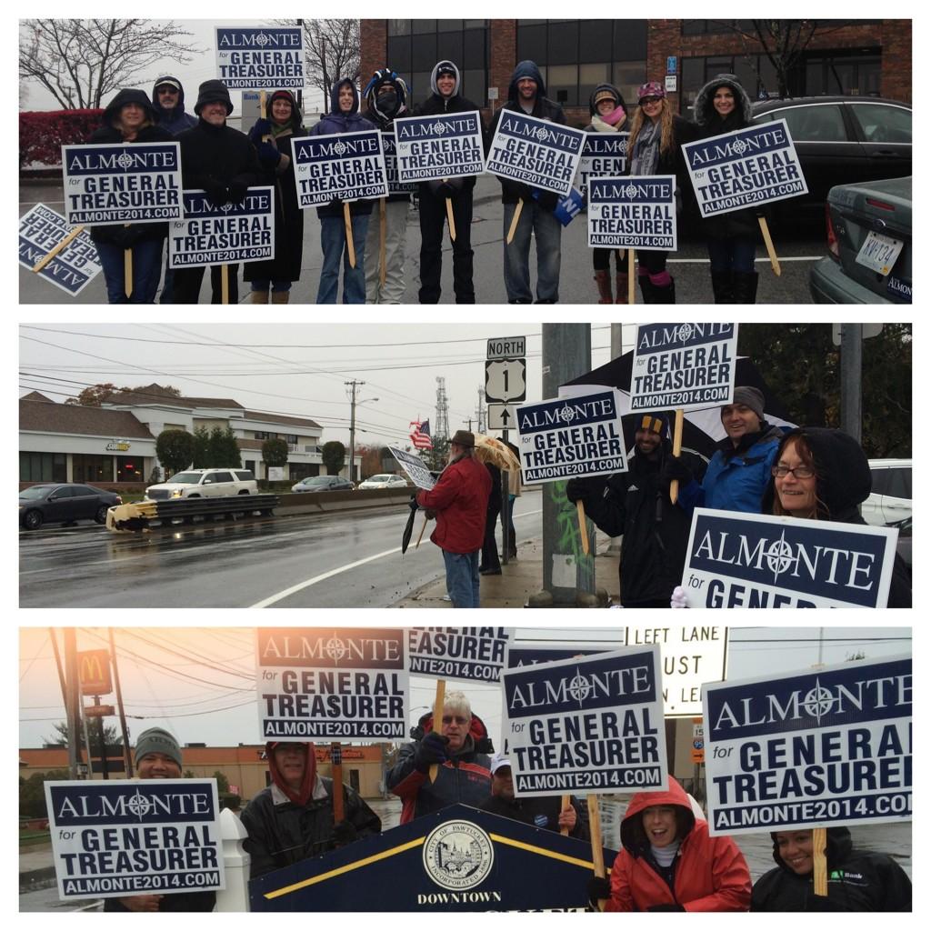 #TeamAlmonte braving the snow and rain at busy intersections across RI! I have the best volunteers!