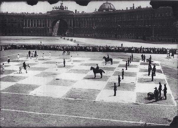 Human chess in 1924, St. Petersburg, Russia.