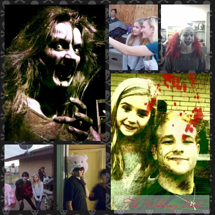 XanderDCosplay's tweet photo. Last night at #fearfarm and #fearcon !! with Kyla Kenedy from #thewalkingdead . #zombie #undead #clowns http://t.co/kK3rHmeH7x