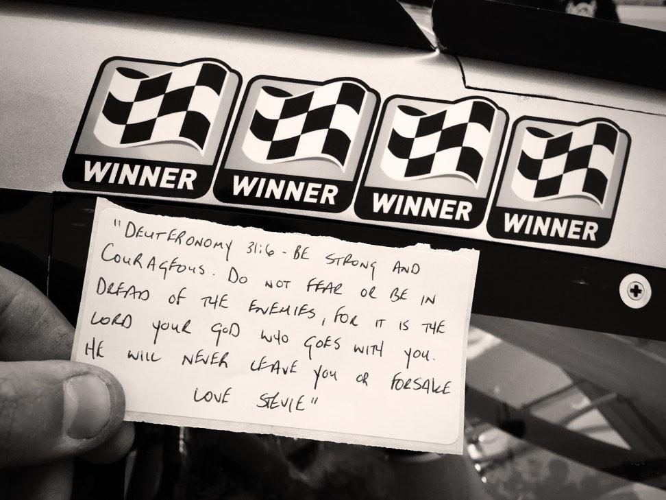 DaleJr's tweet photo. “@Amy_Reimann: Stevie Waltrip's verse for @DaleJr @TXMotorSpeedway #blessed #SteviesVerse http://t.co/COcPC1Gtmg”

Def 1 of my favs this yr.