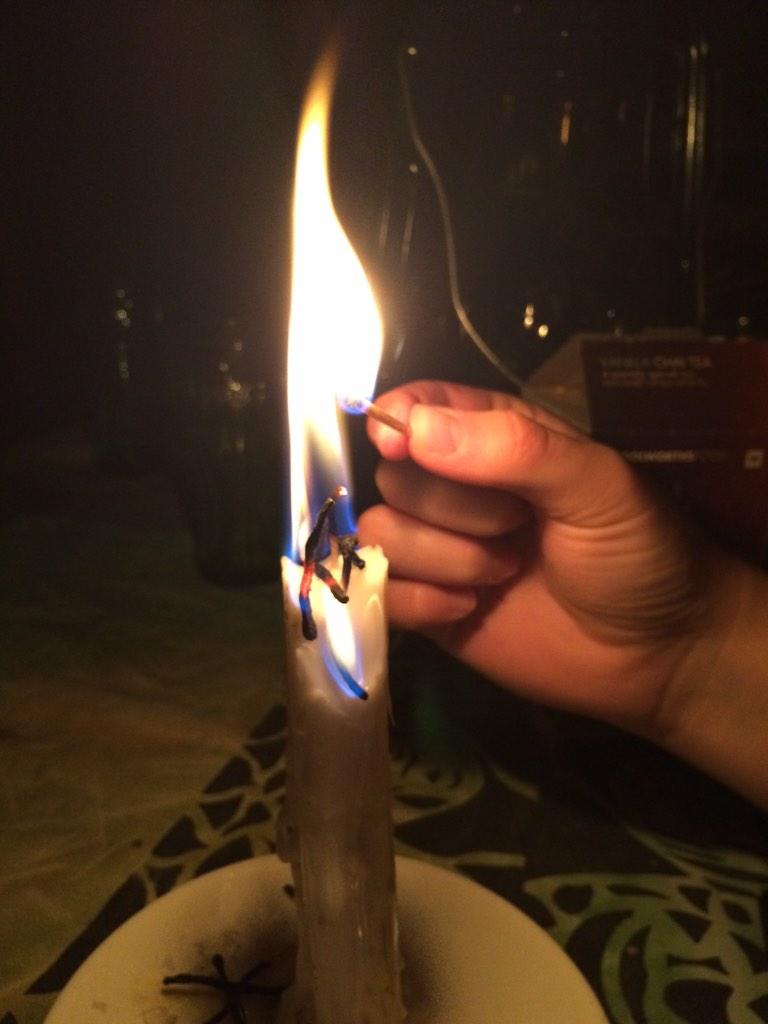 MicaelaWhite's tweet photo. Entertainment by candle light #loadshedding @SamWhite1021 http://t.co/zfGKjsi0SR
