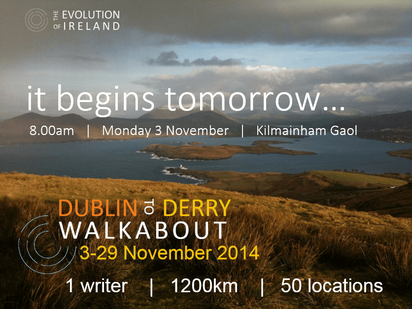 sdalywriter's tweet photo. Excited to start my Dublin to Derry Walkabout tomorrow -- 1200km &amp; 50 locations in under 4 weeks! #WalkaboutIreland http://t.co/NrLmUOo4Xp