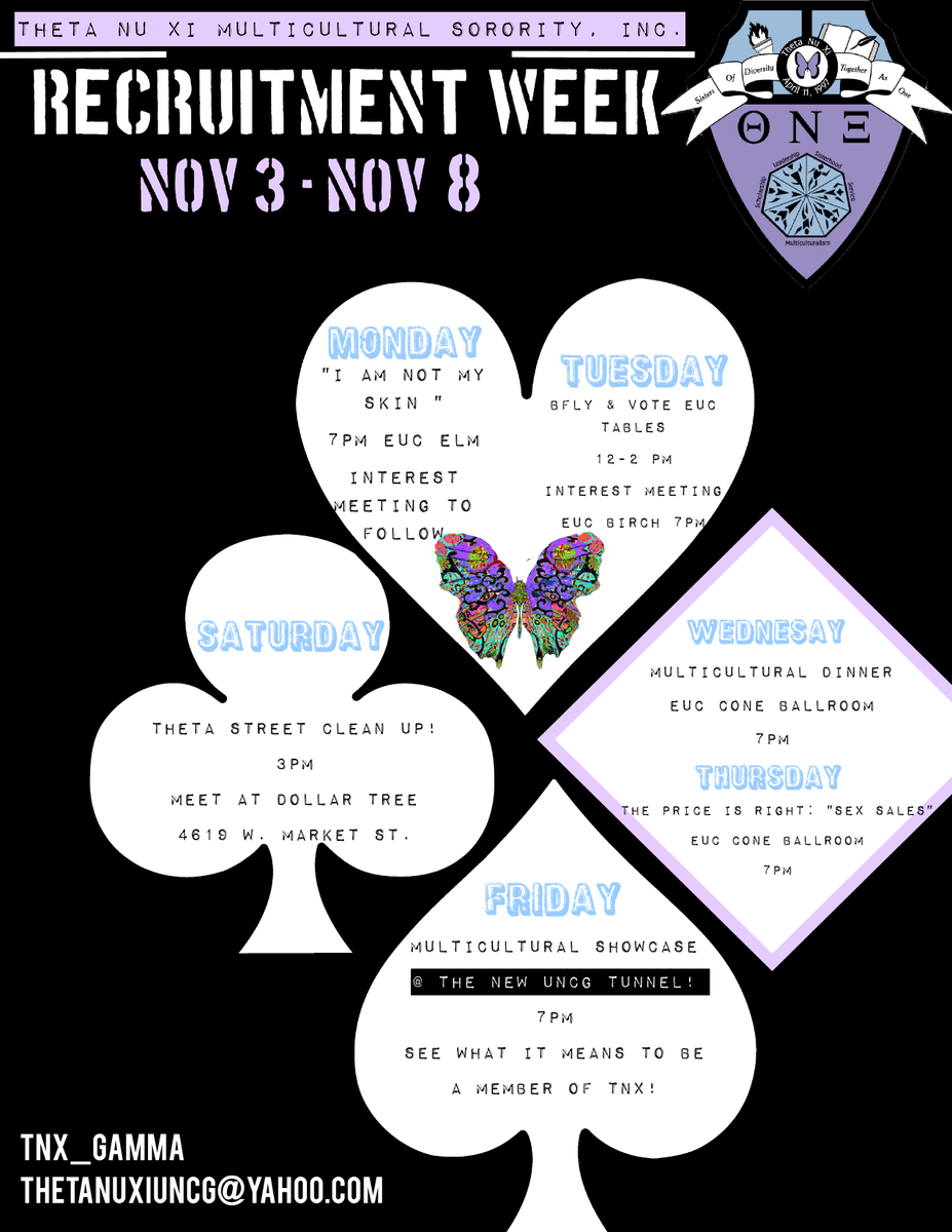 TNX_GAMMA's tweet photo. Events for #ThetaWeek open to everyone! Come show support! #GoGreek #uncg #recruitmentweek http://t.co/ykDc5Ifike