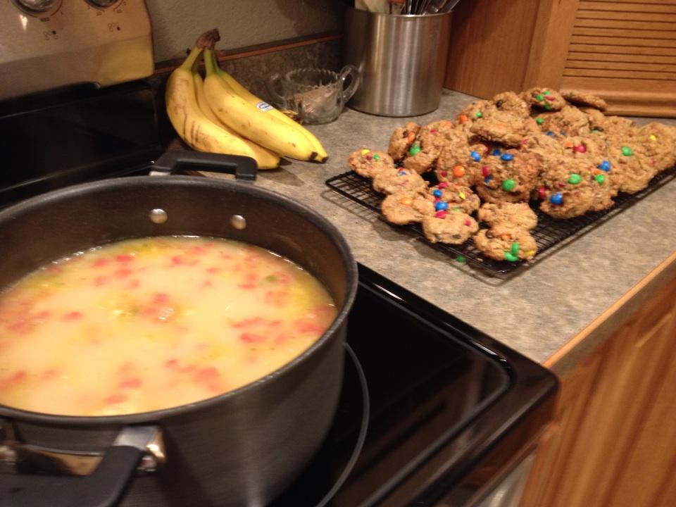 kayodneal's tweet image. White chili &amp;amp; Janice's monster cookie recipe! Yum! #normalsunday #chiefswonagain