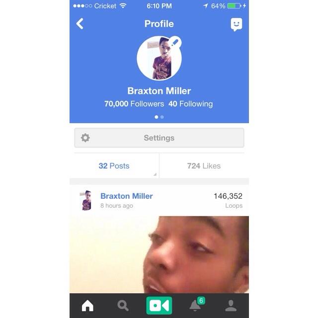 BAlexanderMillz's tweet photo. 70,000 followers on vine 😱😅🔥. Thanks yall. http://t.co/rk8BjX7xAO