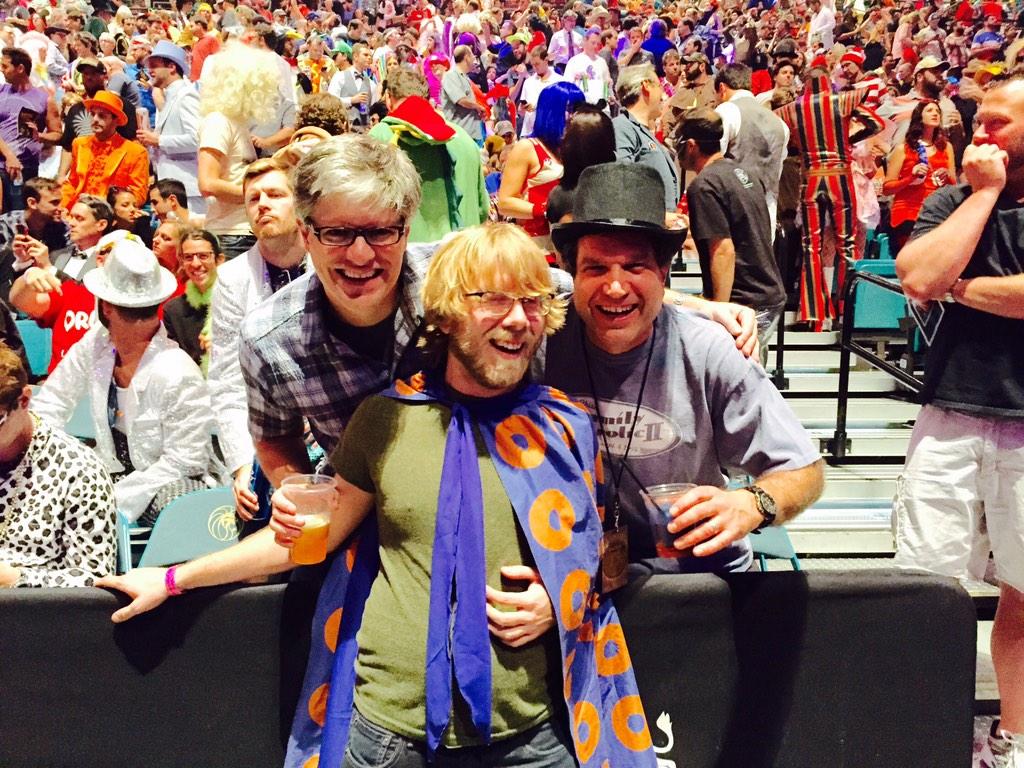TomMarshall111's tweet photo. Great #Phish #Halloween show, one of the very best. Here with @treyanastasio and @DudeofLife17 http://t.co/TFZRIX2Sb2