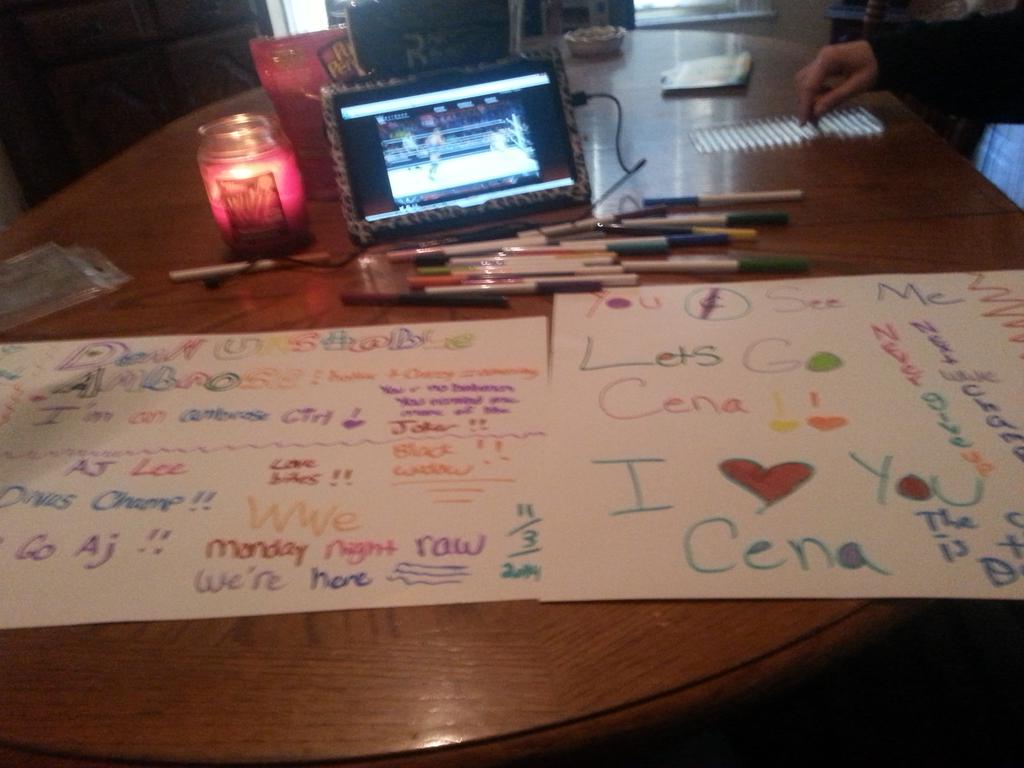 wwe_bre's tweet photo. Poster boards for raw tomorrow !!! http://t.co/AEJvKcQMSa