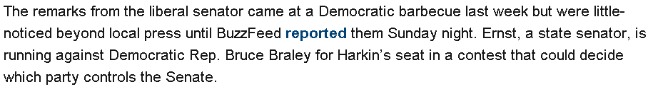Democrat Tom Harkin - Don't be fooled by Joni Ernst looks