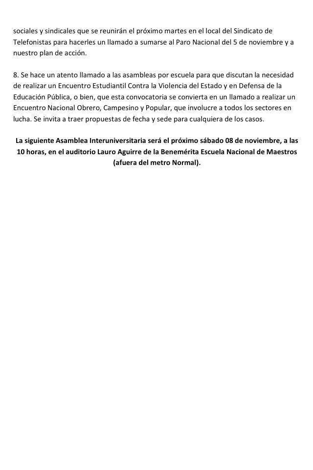 Resolutivos de la Asamblea Interuniversitaria: Paro Estudiantil 5,6 y 7 Nov. #TodosSomosAyotzinapa