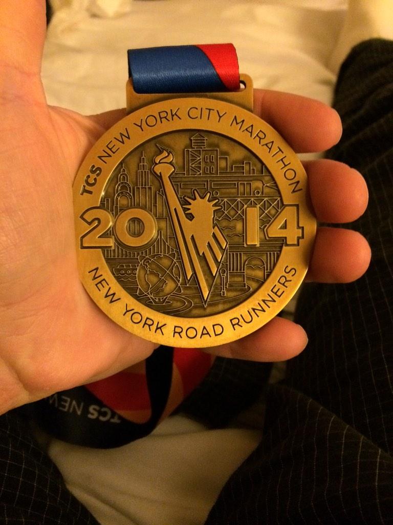 dannygilliam's tweet photo. My medal from the @nycmarathon. #Proud http://t.co/QfDZttMAOR