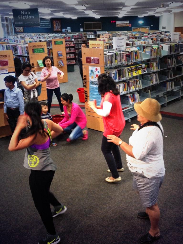 kanjhiba's tweet photo. @parralibrary turning the heat up on #libraryact75th #libraryact75 with Zumba http://t.co/qbrzhRf25W
