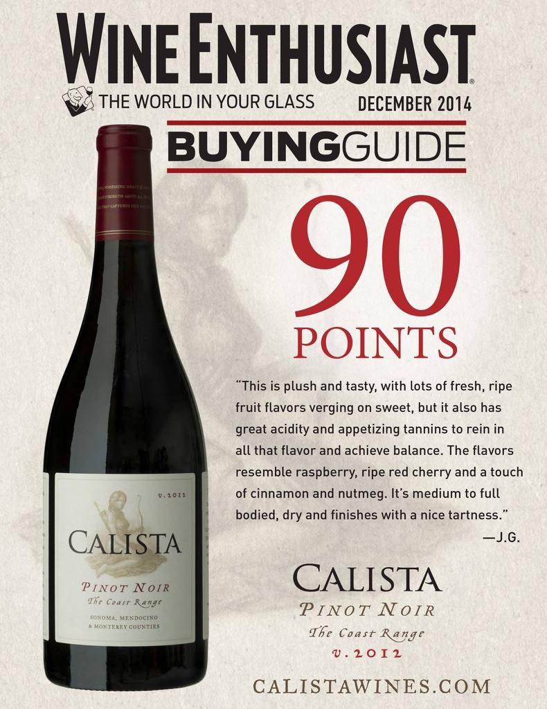 PurpleWineCo's tweet photo. Thank you @WineEnthusiast for the recognition of our Calista "The Coast Range" Pinot Noir! http://t.co/izOMX2FeB2