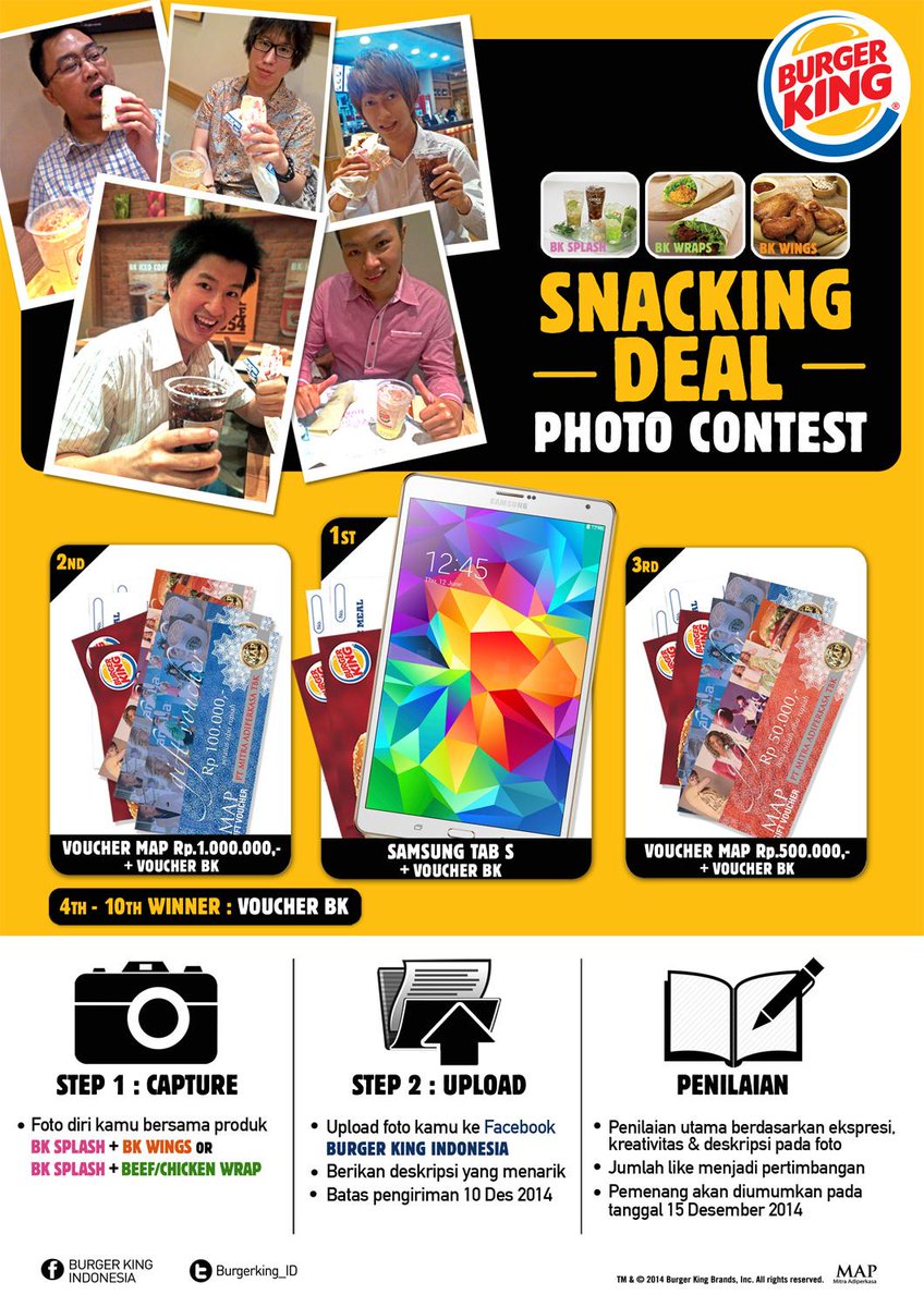BurgerKing_ID's tweet photo. Ikutan yuk BK Photo contest ! Menangkan SAMSUNG TAB S+VOUCHER BK! more info : http://t.co/RXTAEhfFKV http://t.co/gIg692eXKi