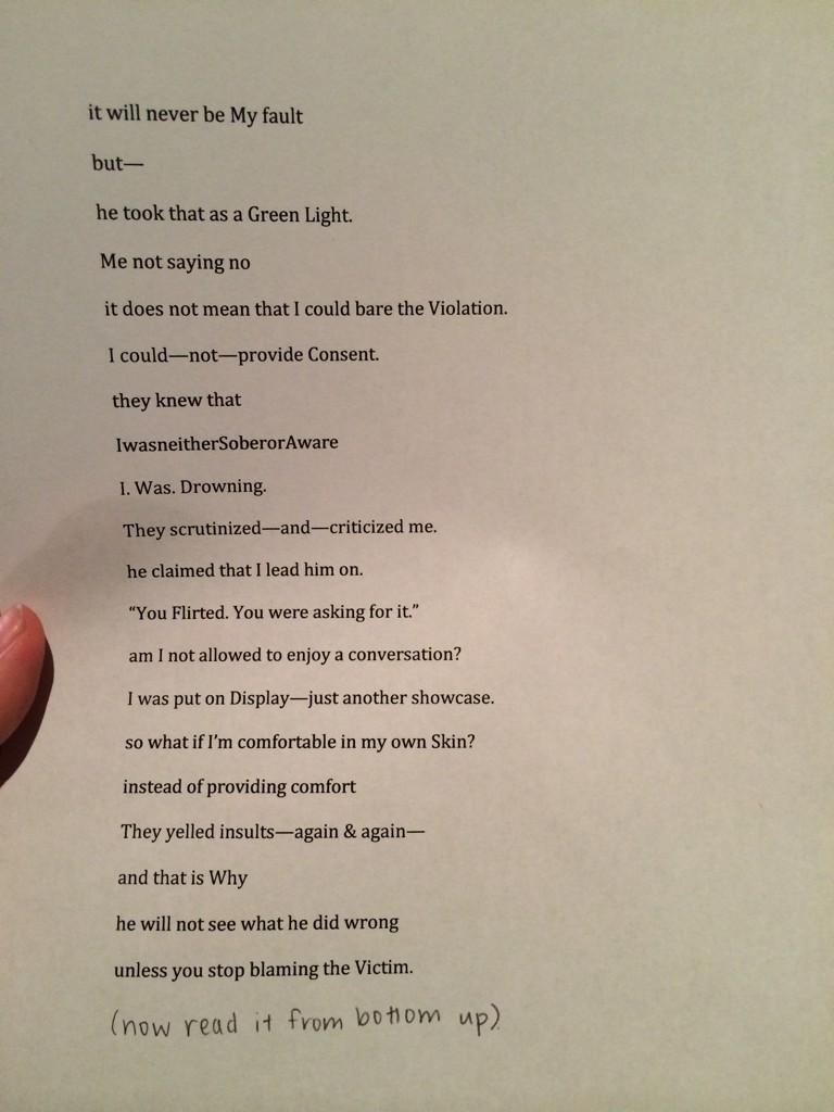 jenneyscorner's tweet photo. my poem on rape culture from the perspective of the victim http://t.co/GrcbSwkLY2