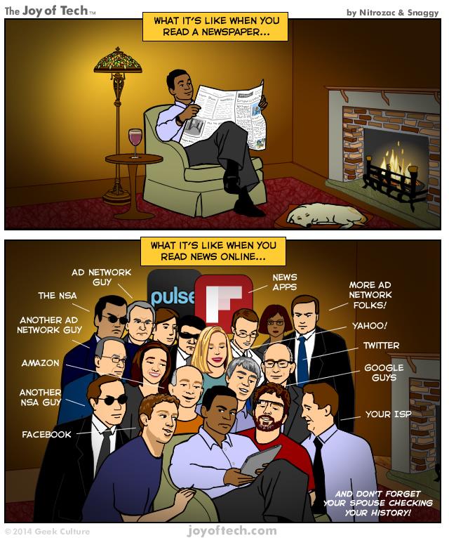 Reading a newspaper vs. reading news online today... 

via <a href="/JoyofTech/">JoyofTech</a> | joyoftech.com/joyoftech/