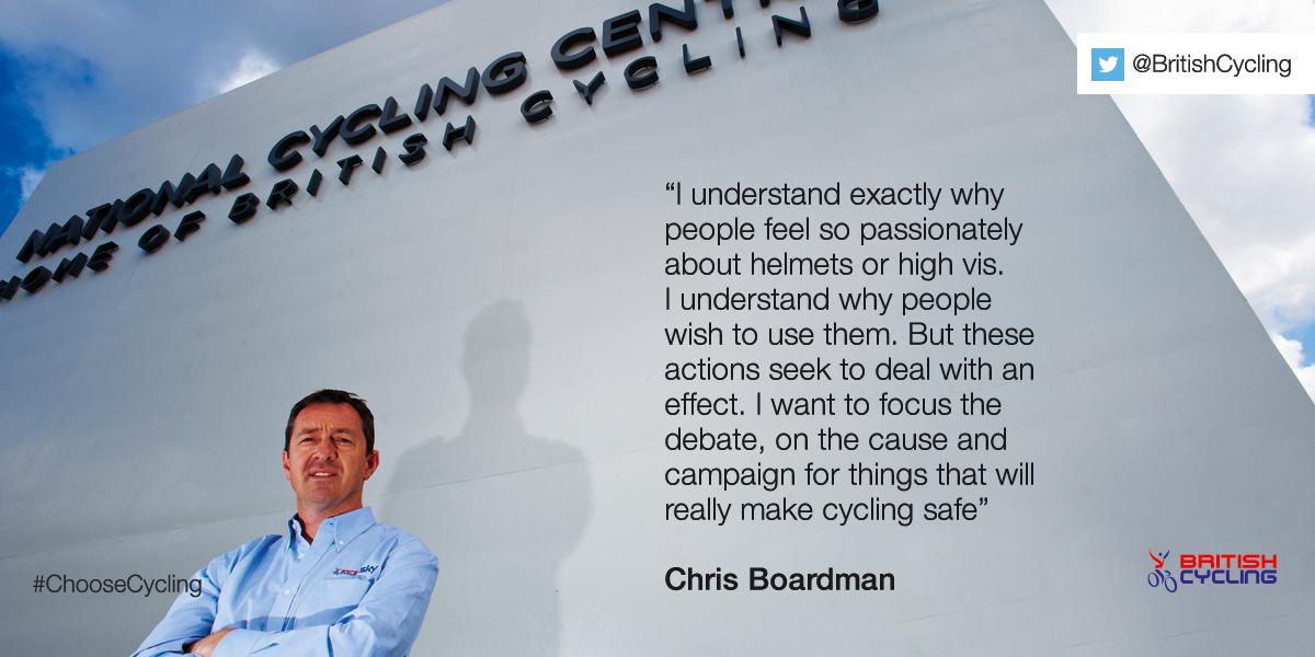 BritishCycling's tweet photo. Chris Boardman explains why he chose not to wear a helmet on BBC Breakfast: http://t.co/XjUcuFU4Z4 http://t.co/WlsRHCh2yR