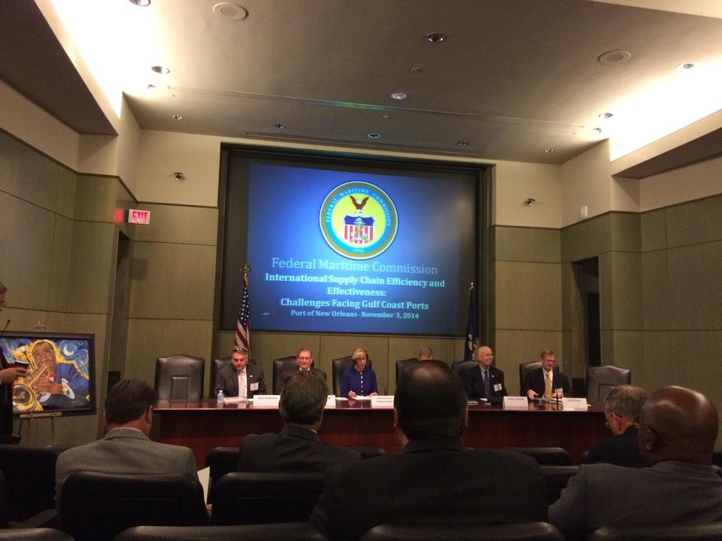 JonPoelma's tweet photo. Port of New Orleans FMC Discussion on International Supply Chain Efficiency.  Well done to Commissioner Dye. http://t.co/kapzoosVi5