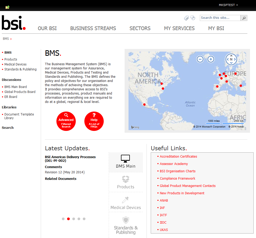 BSI's intranet homepage