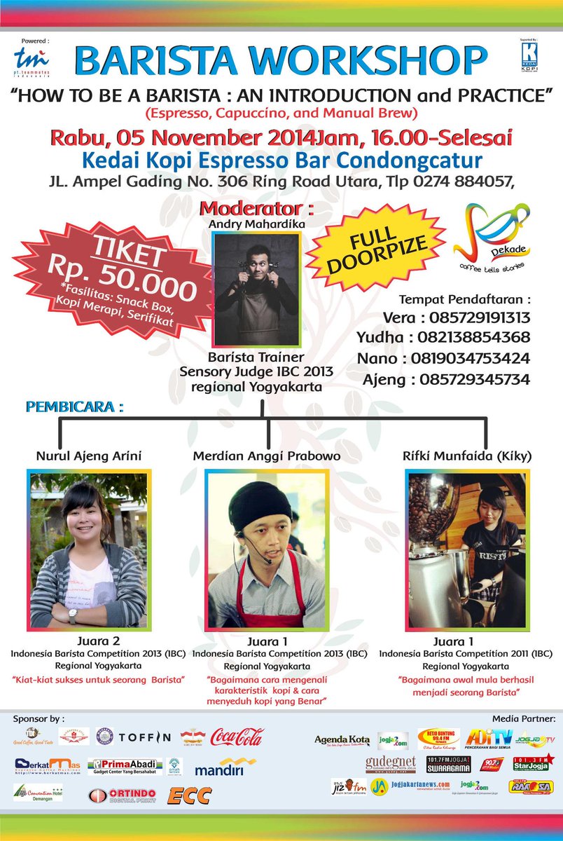 Disini nti kta undang pembicara Barista Juara Regional Yogyakarta seperti <a href="/merdiananggi/">Mikul_kopi</a> <a href="/ajeng_nrl/">Nurul Ajeng Arini</a> &amp; @QiqiBiantAlvaro