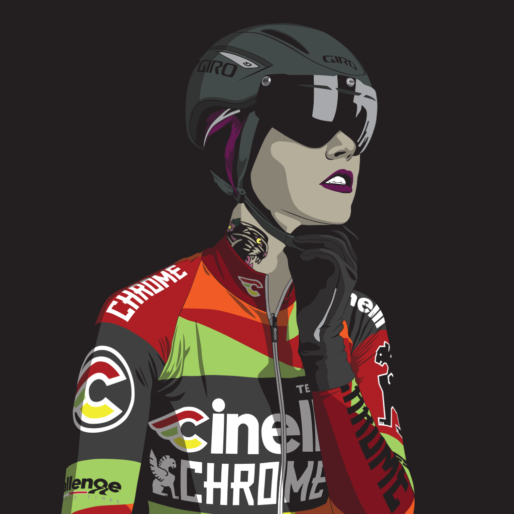 jimonco's tweet photo. Illustration of @Kellisamuels_LA from Team Cinelli Chrome. Original photo by @MMDMcMahon http://t.co/l1oQMR9WWQ http://t.co/RxGJS6wy13