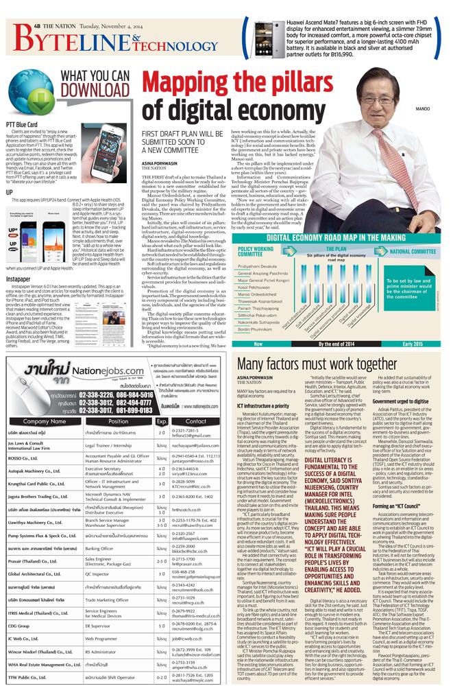 Mapping the pillars of digital economy -- Byteline and Technology, November 4, 2014 #TheNation