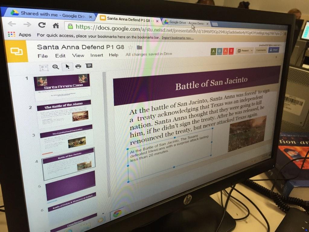 NeisdTOY's tweet photo. PBL lesson-defend or prosecute Santa Anna for giving TX independence. Excited students! http://t.co/FScUgEvHUu