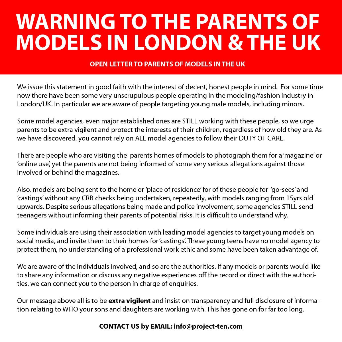clientmagazine's tweet image. #RT if you know #parents of models in the UK and want to speak out against people who are using the system to abuse