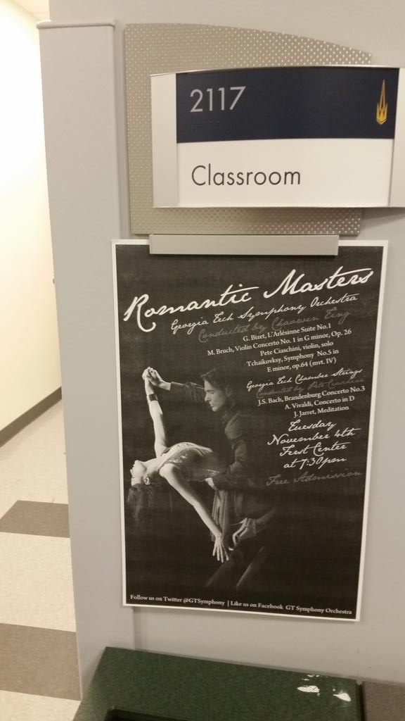GTSymphony's tweet photo. Thank you, @CEEatGT for hanging up our posters for our concert tomorrow!! http://t.co/SrahUmgRzn