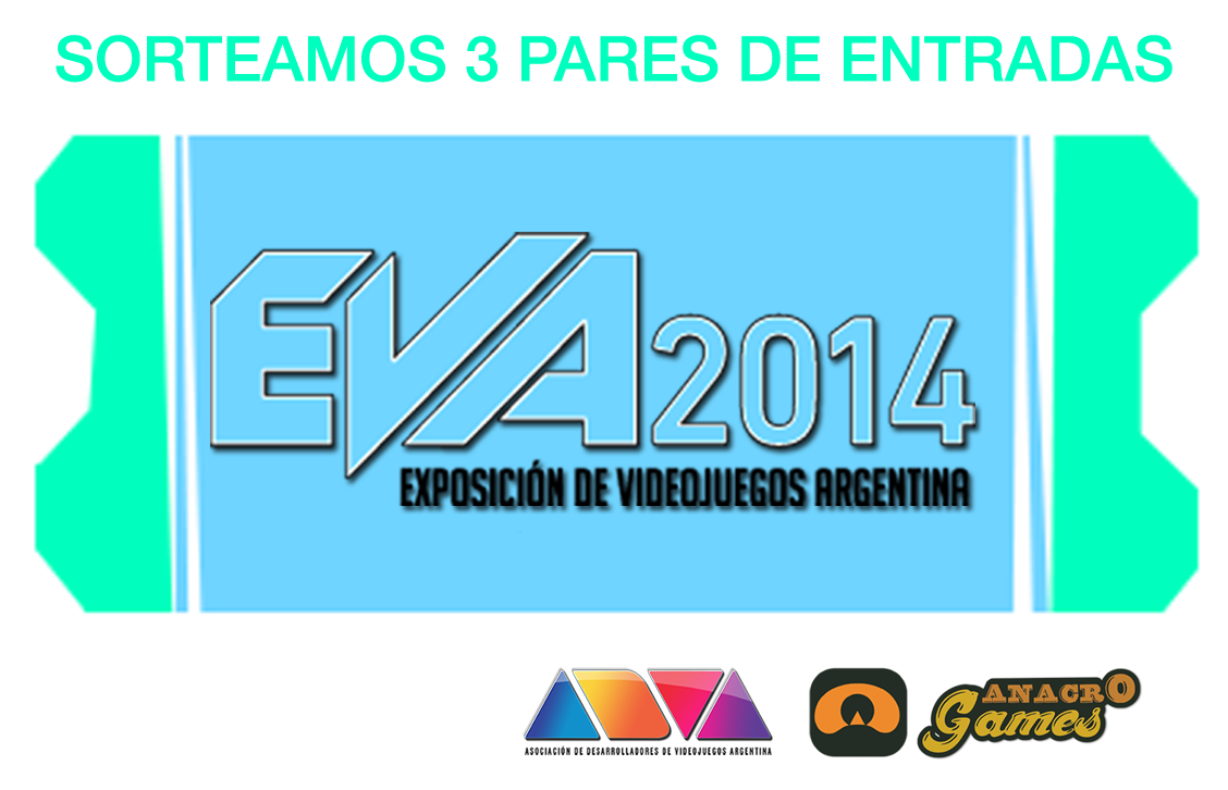 Anacrogames's tweet photo. Todavía tenemos pares de entradas GRATIS para #EVA2014 ¡Seguí nuestro Twitter y hacé RT a esta imagen para ganar! http://t.co/xrfNvhHI6B