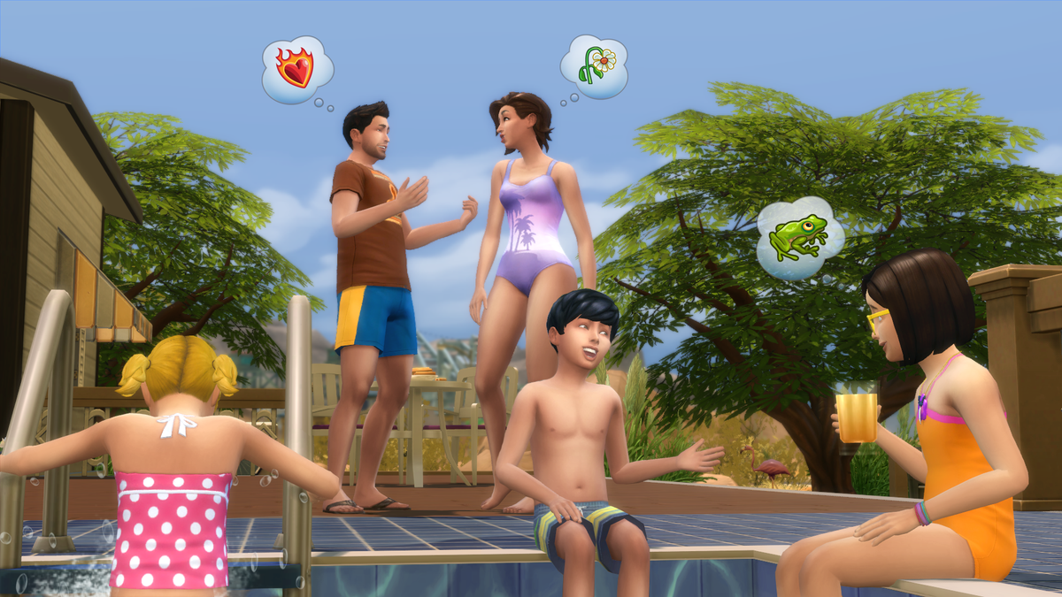 TheSims's tweet image. Just chillin' with the fam in #TheSims4. Are you ready to take the plunge? #Poolvember