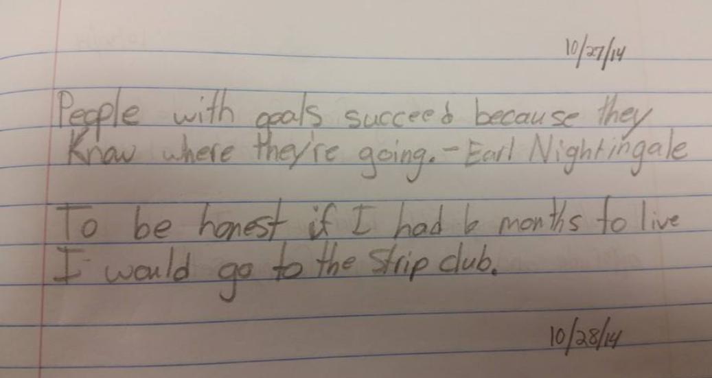 tiagallagher65's tweet photo. This is what one of my students would do with only 6 months to live. #teacherprobs @HSTeachProbs @MissTeacher_ http://t.co/gnmfUnG8q6