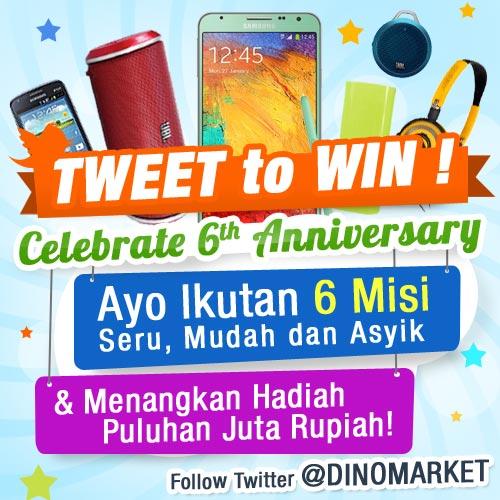 @arihta16 mau dapetin hadiah gadget keren ini? yuk follow @DINOMARKET trus ucapin #Happy6thDINOMARKET :)