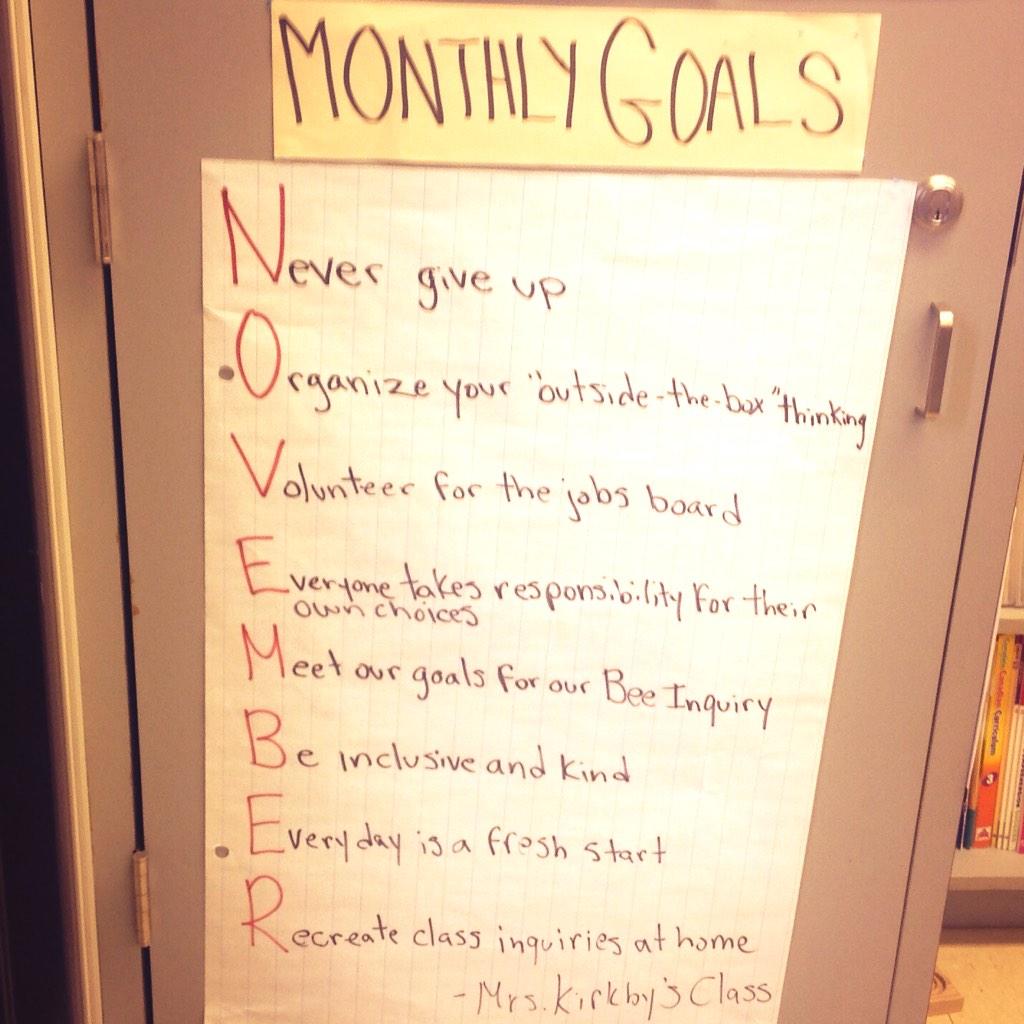 KirkbyClass's tweet photo. Monthly goals for November #cocreatedsuccesscriteria #acrosticgoals #novemberchallenges #focussedlearning http://t.co/9ByVDJgqiz