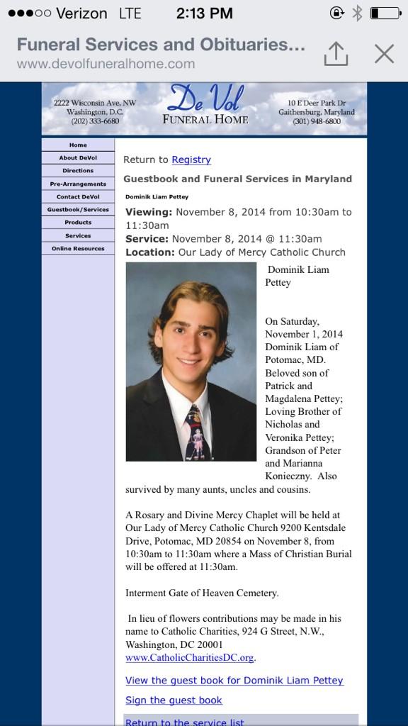RamirezReports's tweet image. Viewing and funeral service announced for 17yo Dominick Pettey @GonzagaGoodNews #PrayersForDom @wusa9