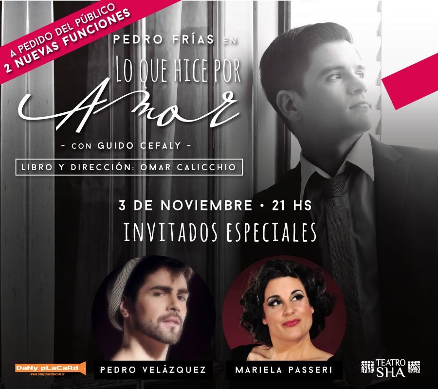 HOY!!! <a href="/loquehicexamor/">Lo que hice por amor</a> con <a href="/MarielaPasseri/">Mariela Passeri</a> y <a href="/Velazquez_Pedro/">PEDRO VELÁZQUEZ</a> 21 hs #teatroSHA #seraunplacer #imperdible