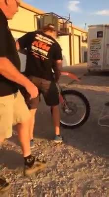 MickWadeMX's tweet photo. Try this at home: "Here I am teaching or should I say, trying to teach Peaches how to load his bike without a ramp. " http://t.co/Dqm1ppQXET