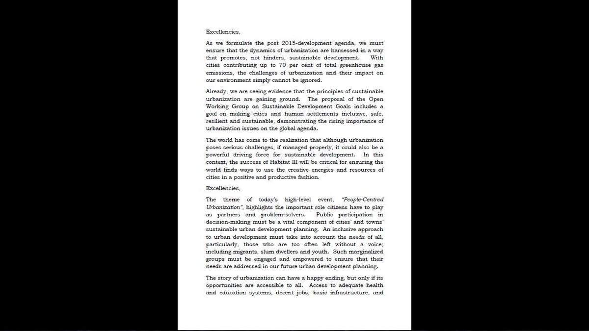 bernardwannou's tweet photo. “Here is also the statement of the President of the 69th Session of the General Assembly #WorldCitiesDay #WCD2014 http://t.co/agzu15Qas8”